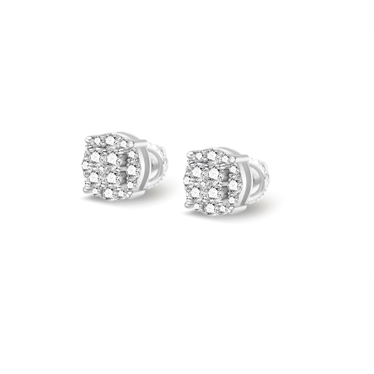 S.Silver Moissanite Designer Stud Earrings RP 1-1/8 Cttw