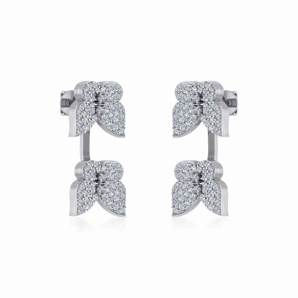 10K White Gold Womens Round Diamond Butterfly Cluster Top Open EarRing 1/4 Cttw