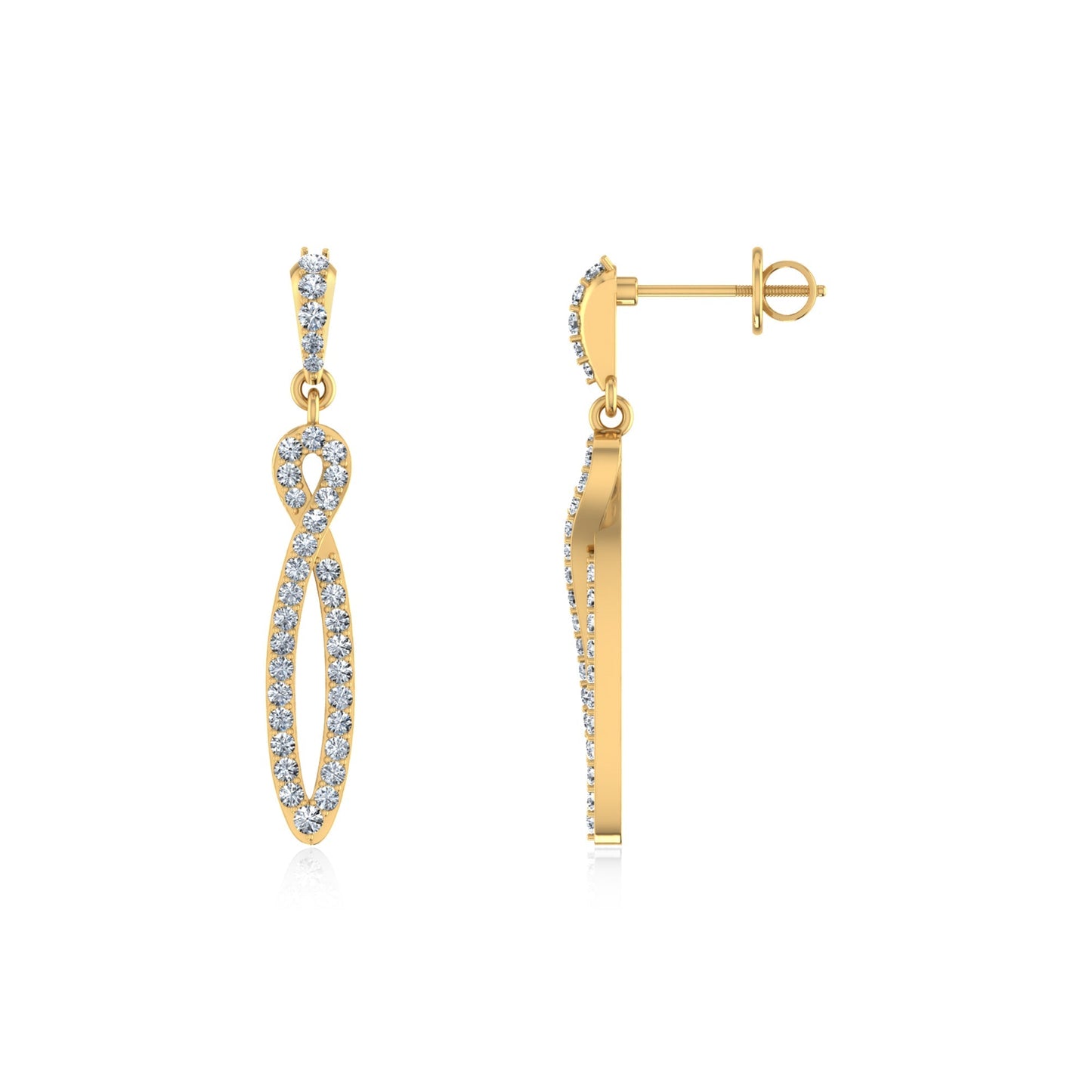 10K Yellow Gold Round Diamond Infinity Dangling Earrings 5/8 Cttw