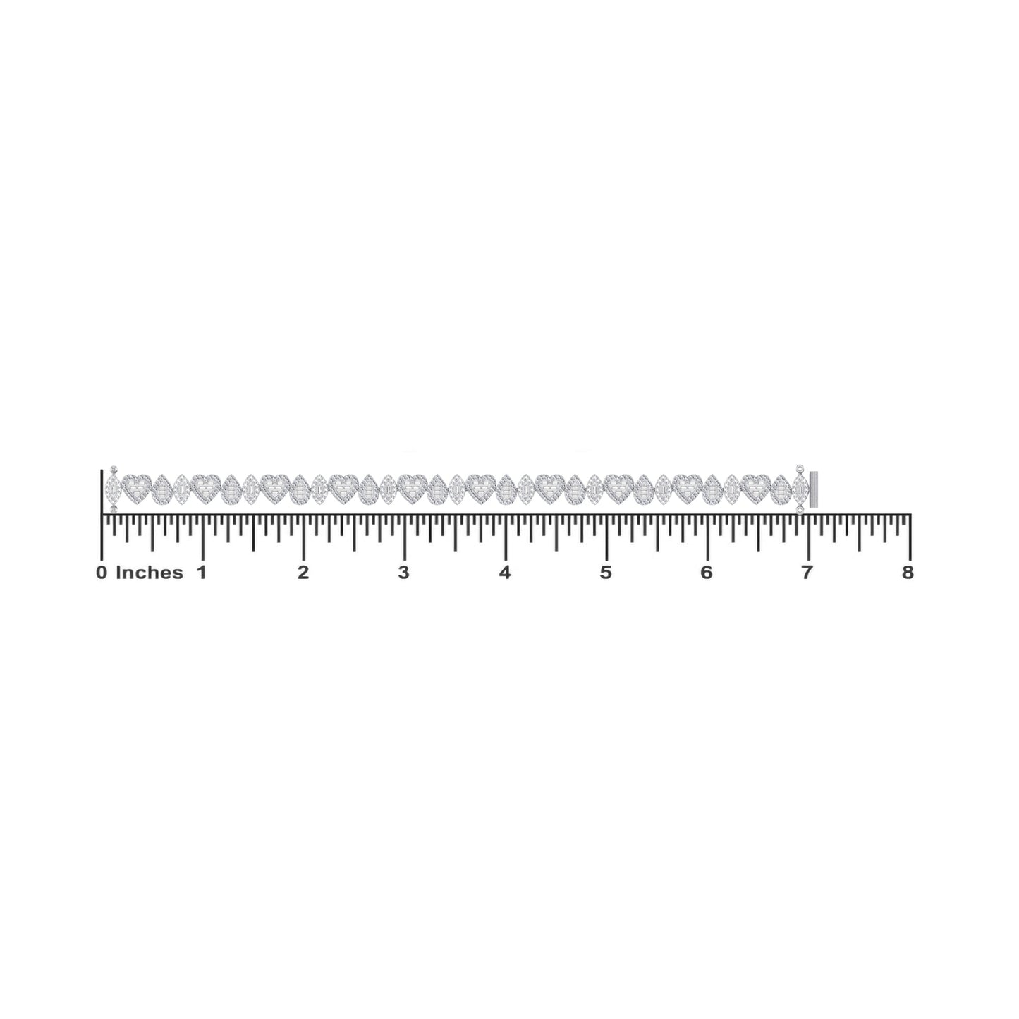 10K White Gold Round Baguette Diamond Designer 7 Inch Bracelet 2-3/8 Cttw