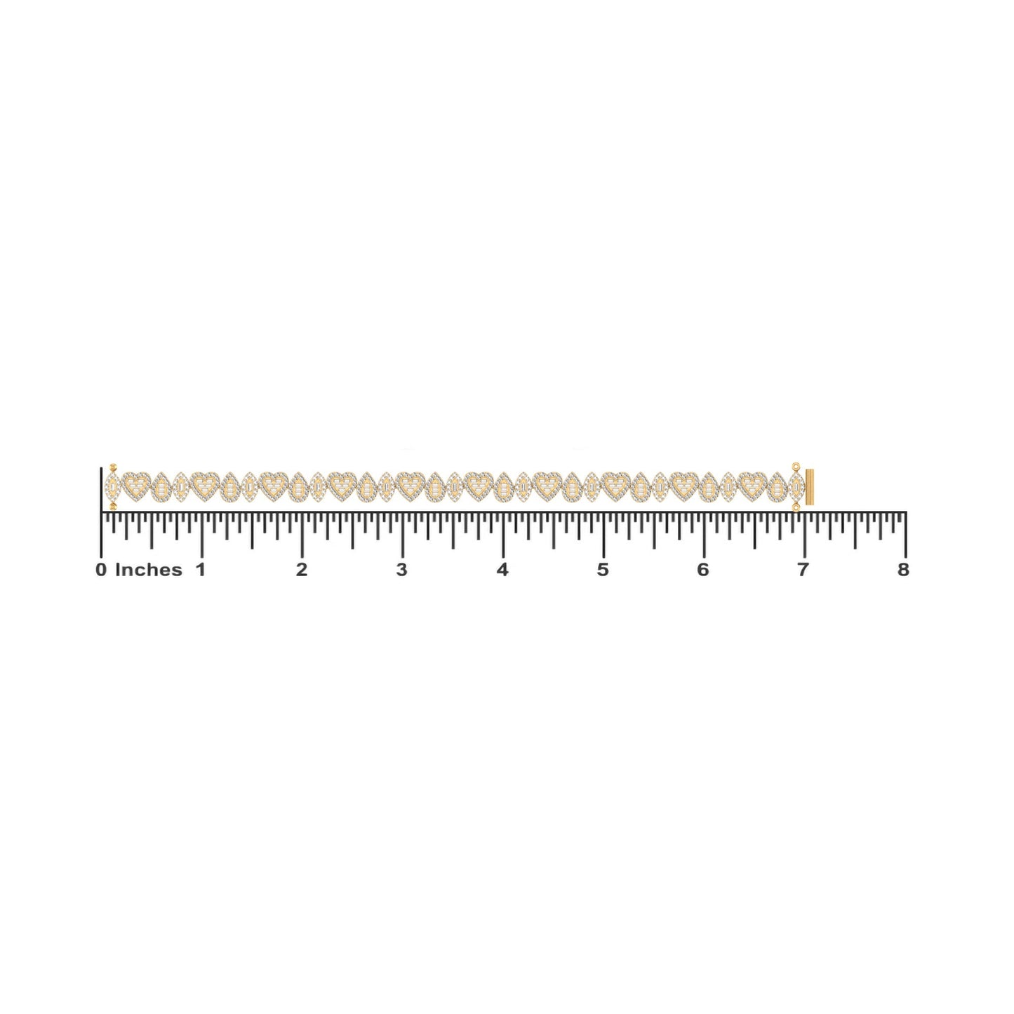 10K Yellow Gold Round Baguette Diamond Designer 7 Inch Bracelet 2-3/8 Cttw