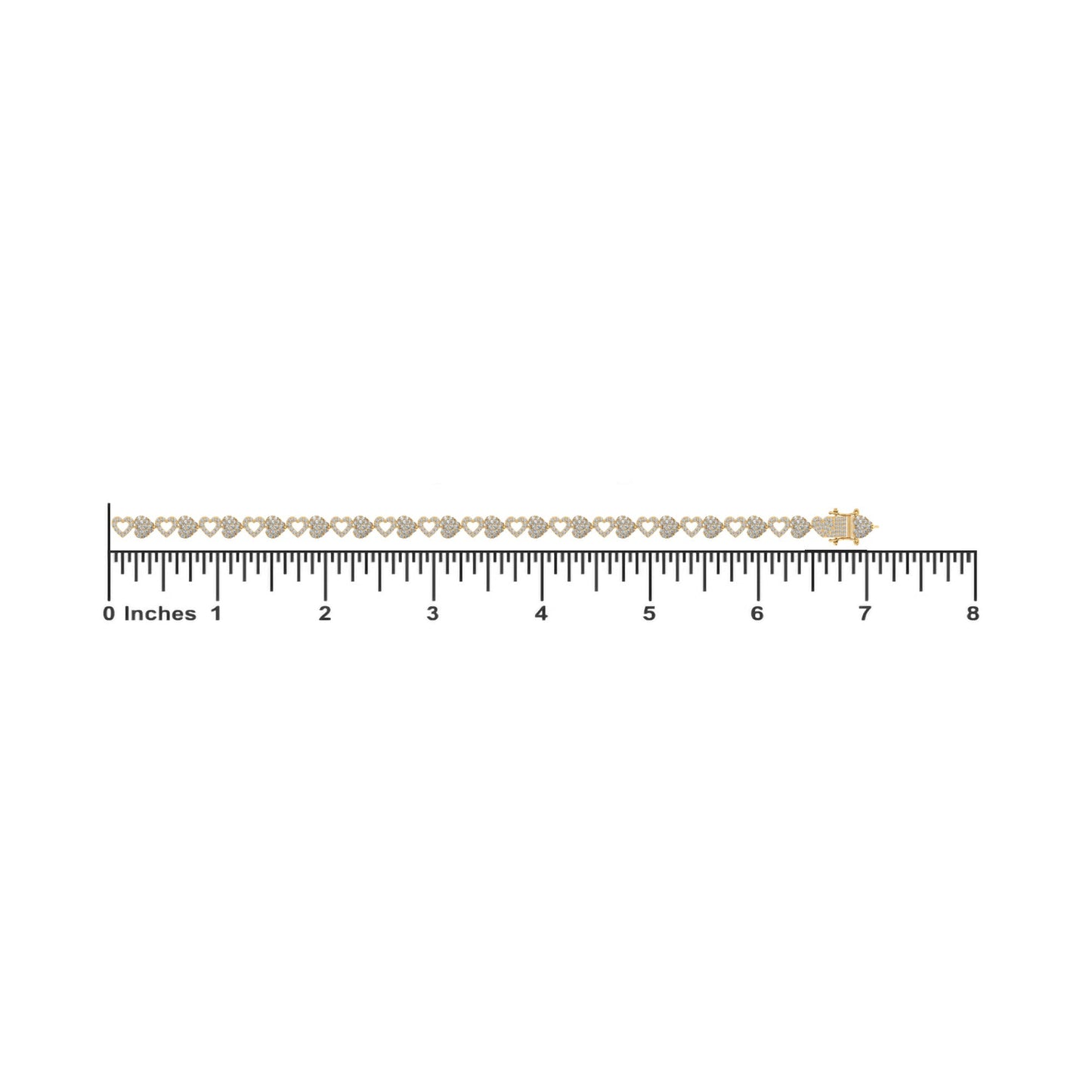 10K Yellow Gold Round Diamond Heart Designer 7 Inch Bracelet 2-1/6 Cttw