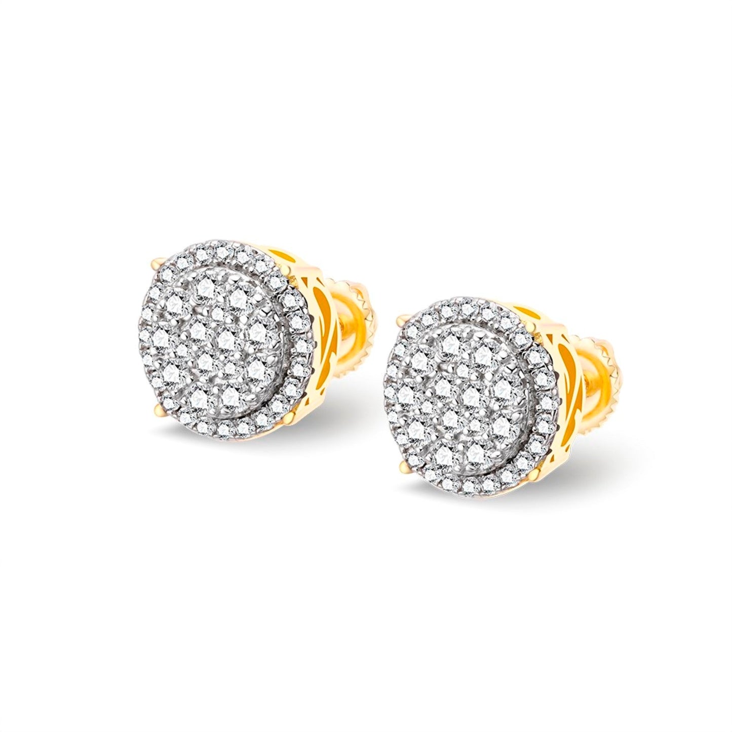 S.Silver Moissanite Designer Stud Earrings RP+GP 3/4 Cttw