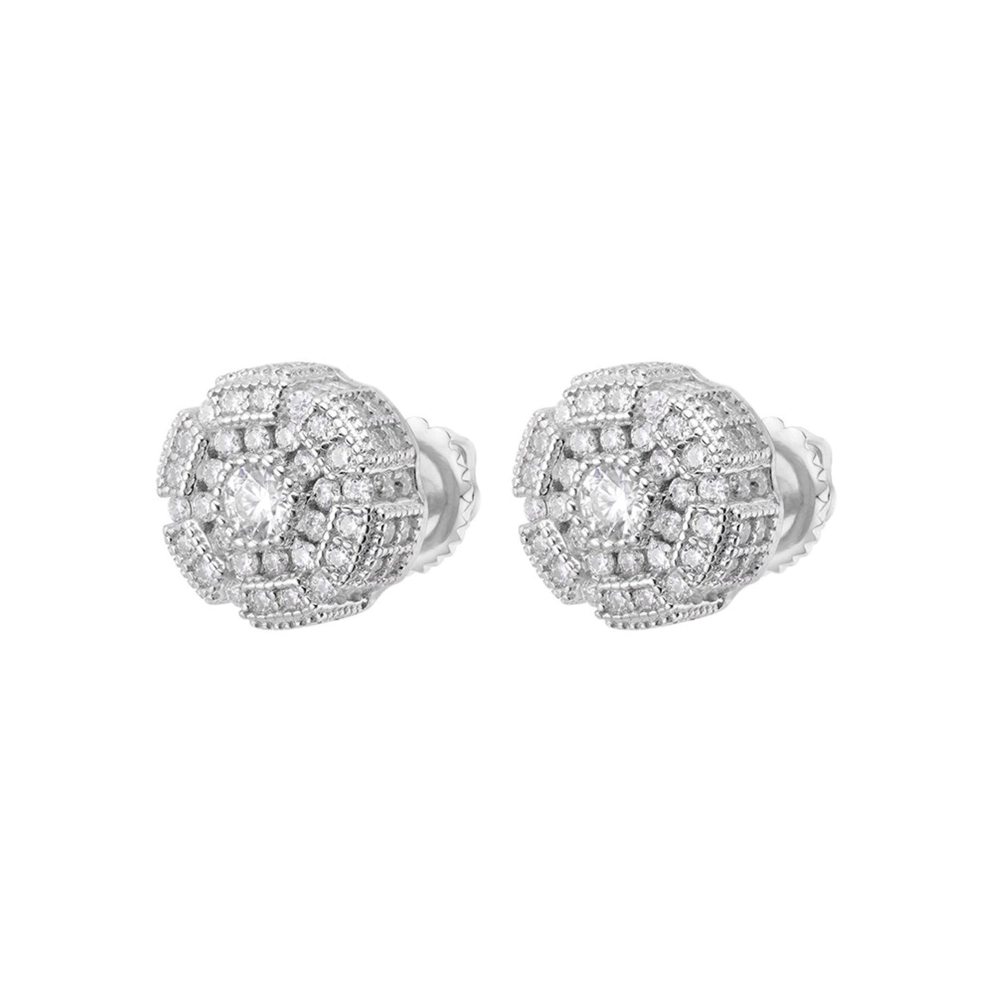 S.Silver Round Moissanite Designer Stud Earrings RP 1-1/3 Cttw