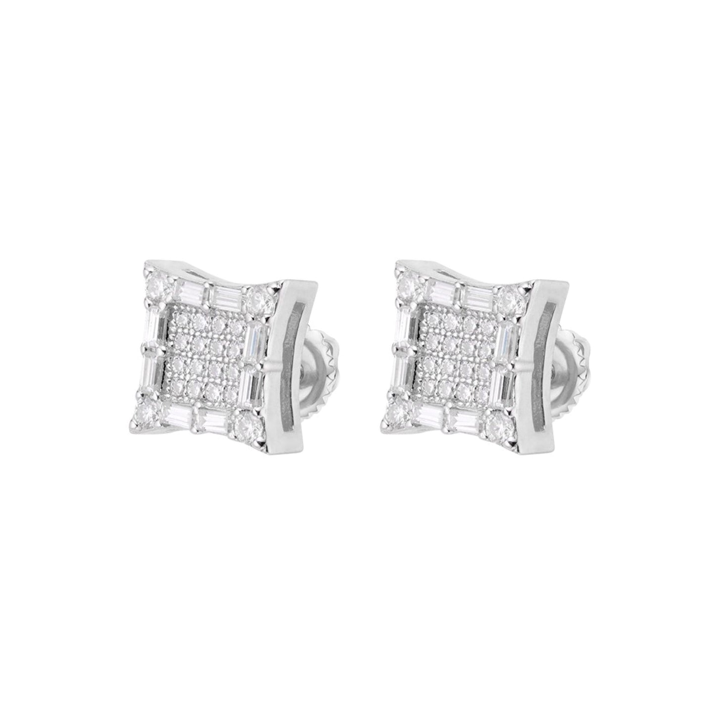 S.Silver Moissanite Square Shape Stud Earrings RP 5/8 Cttw