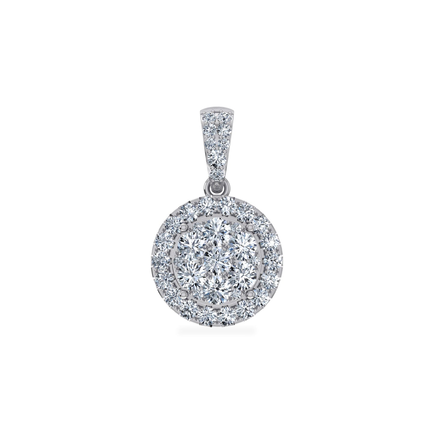 14K White Gold Moissanite Round Shape Womens Designer Pendants 7/8 Cttw