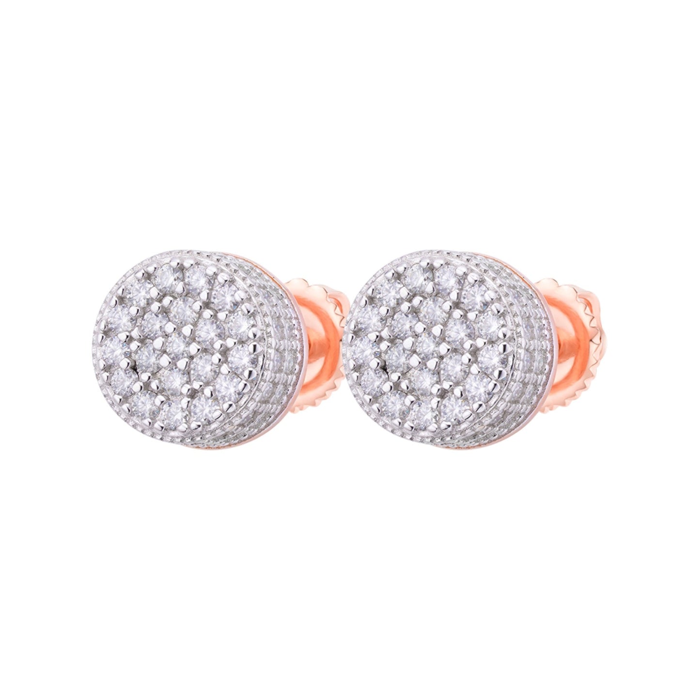 S.Silver Round Moissanite Cluster Designer Stud Earrings RP+PP 7/8 Cttw