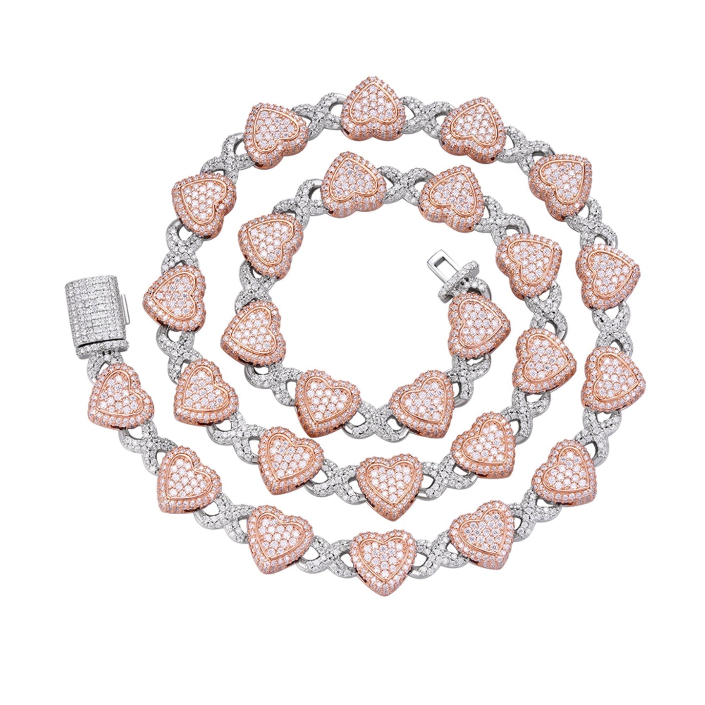 S.Silver Round Moissanite Infinity Heart Designer 18 Inch Necklace RP+PP 19 Cttw