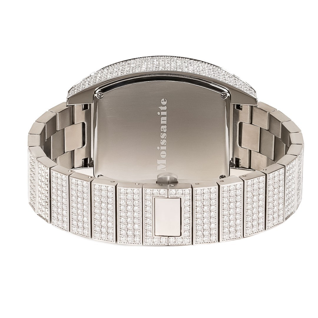 Moissanite Stainless Steel White Band Mens Watch