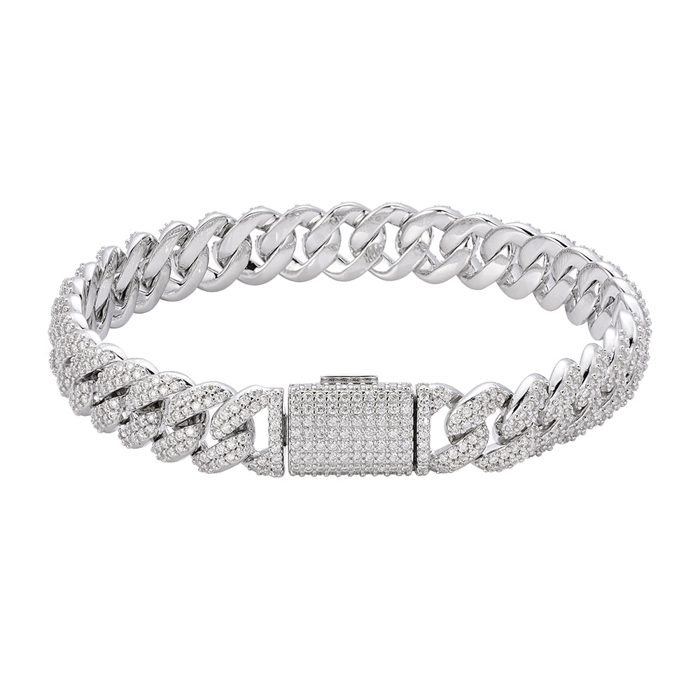 S.Silver Moissanite 10mm Cuban Bracelet 8 Inch RP 5-1/10 Cttw