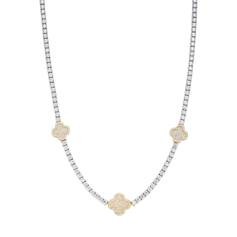 S.Silver Round Moissanite 15mm Designer With 3mm Tennis Chain 18 Inch Necklace RP+GP 1 Cttw