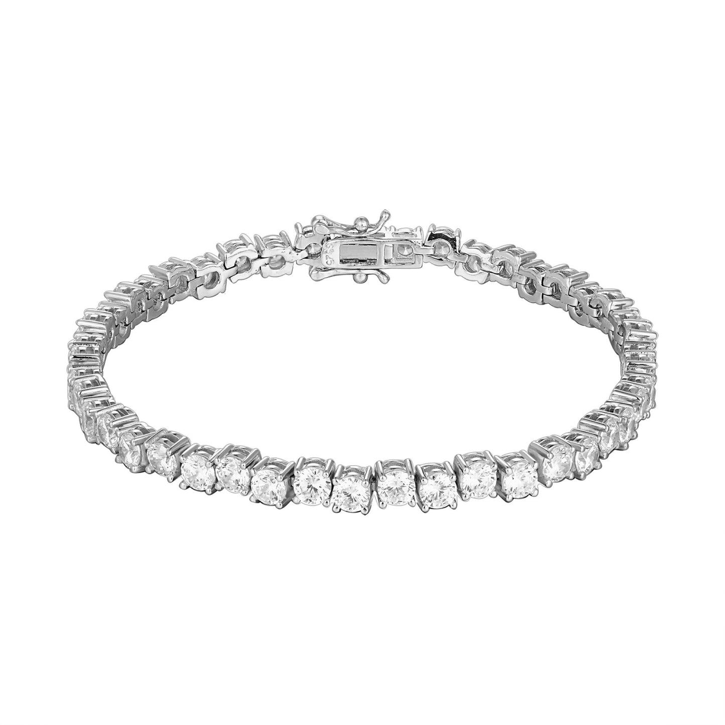 S.Silver CZ 4 Prong Tennis 7.5 Inch Womens Bracelet RP