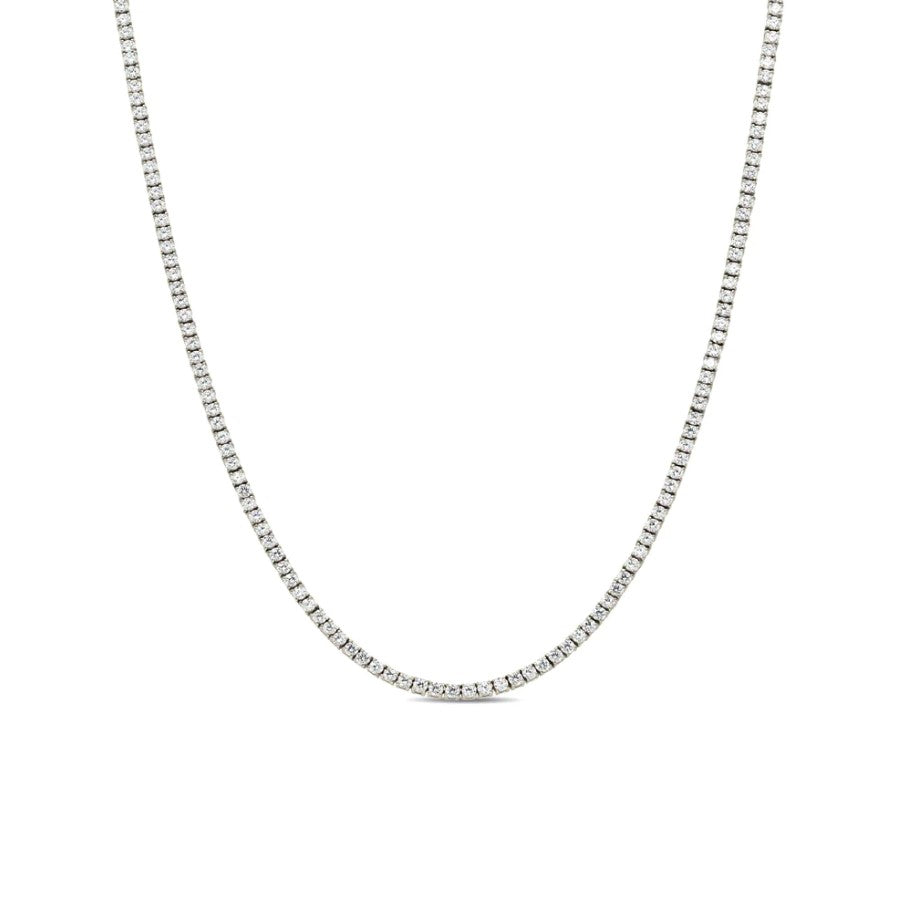 S.Silver 3mm CZ Tennis One Row Chain 4 Prong 18 Inch Necklace RP