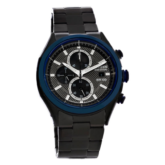 Citizen Eco-Drive Mens Black ION PVD Chronograph Watch CA0438-52E