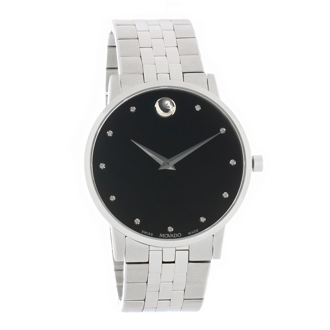 Movado Museum Classic Mens Stainless Steel Diamond Quartz Watch 0607201