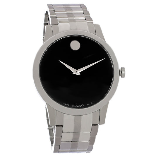 Movado Black Dial Stainless Steel Mens Swiss Quartz Watch 0607533