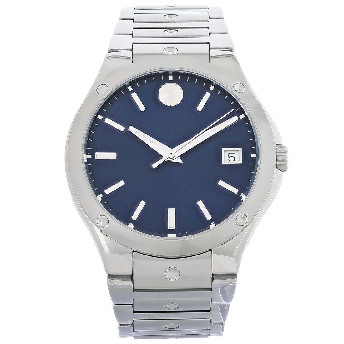 Movado S.E. Series Blue Dial Stainless Steel Mens Quartz Watch 0607513