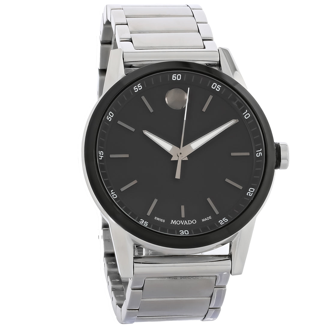 Movado Museum Sport Mens Stainless Steel Black Dial Quartz Watch 0607557