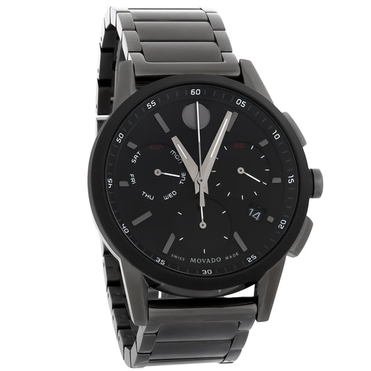 Movado Museum Sport Mens Chronograph Gunmetal PVD Stainless Quartz Watch 0607558