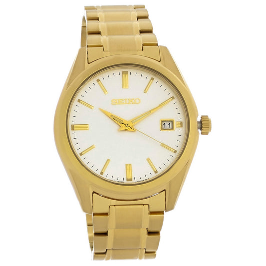 Seiko Essentials Mens Gold Tone Plated Stainless Steel Quartz Watch SUR314