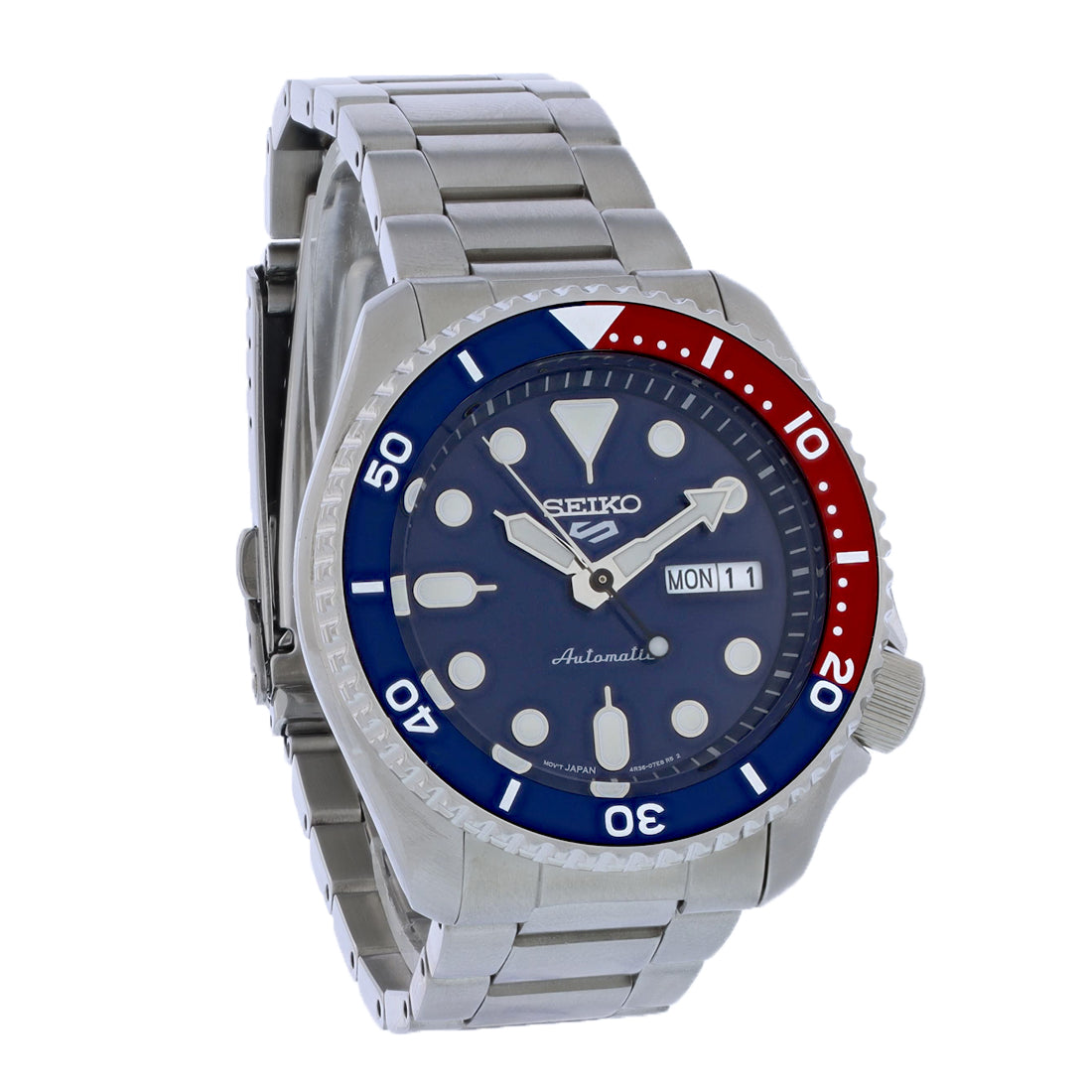Seiko 5 Mens Day/Date Stainless Steel Blue Dial Automatic Watch SRPD53