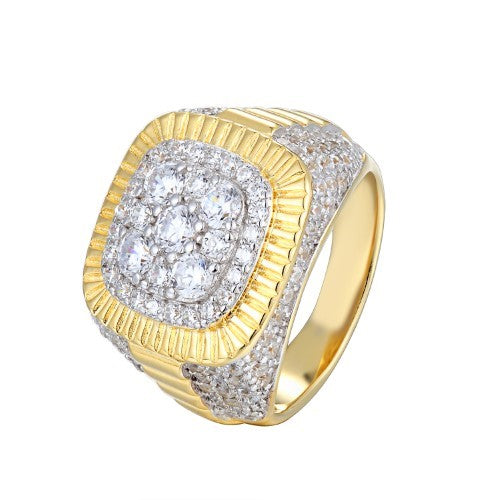 S.Silver CZ Square Designer Sz 7 Mens Ring RP+GP