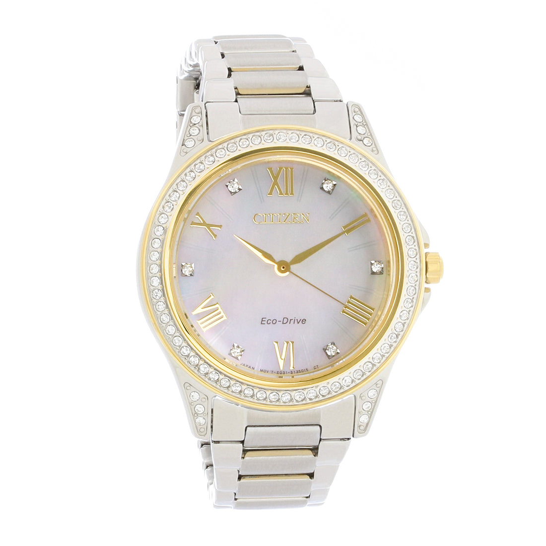 Citizen Eco DRV POV 2-Tone Stainless Crystal Ladies Watch EM0234-59D