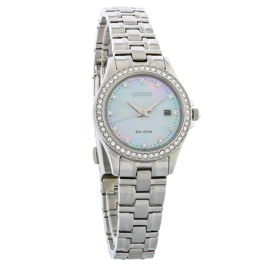 Citizen Eco-Drive Silhouette Ladies Crystals Stainless Steel Watch EW1841-66D