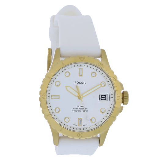 Fossil Crystal Ladies Gold Tone PVD Silver Dial Quartz Watch ES5286