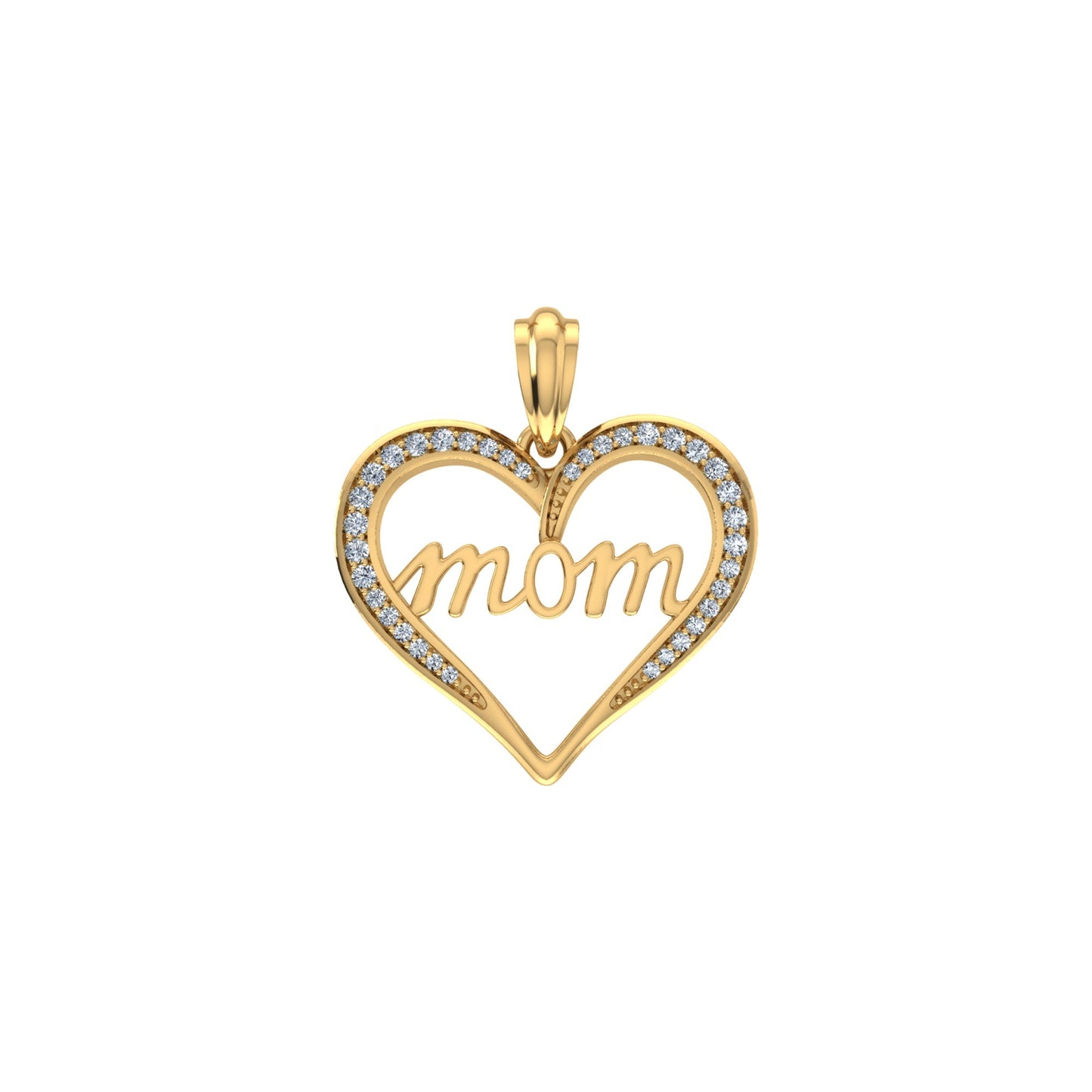 10K Yellow Gold Round Diamond Womens Mom Heart Pendant 1/8 Cttw