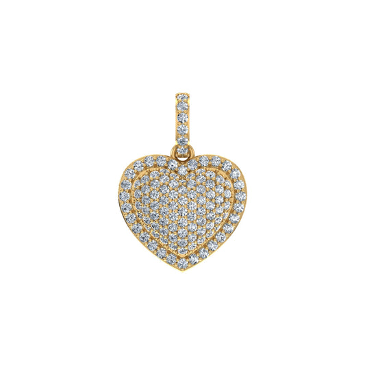 10K Yellow Gold Round Diamond Womens Puffy Heart Pendant 3/8 Cttw