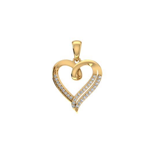 10K Yellow Gold Round Diamond Womens Heart Pendant 1/10  Cttw