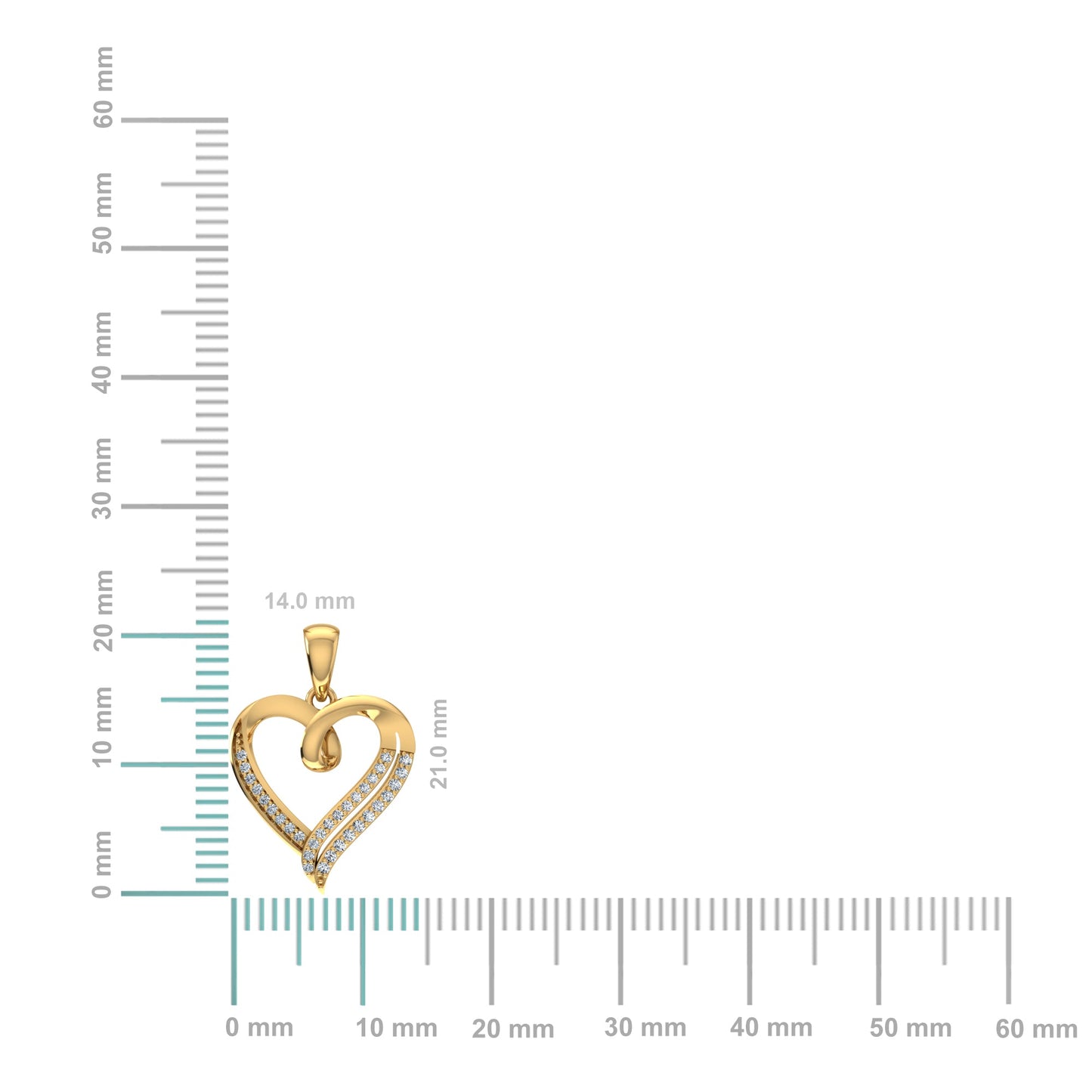 10K Yellow Gold Round Diamond Womens Heart Pendant 1/10  Cttw