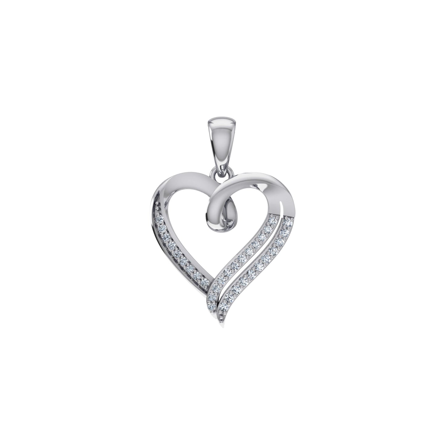 10K White Gold Round Diamond Womens Heart Pendant 1/10 Cttw
