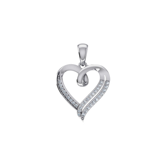 10K White Gold Round Diamond Womens Heart Pendant 1/10 Cttw