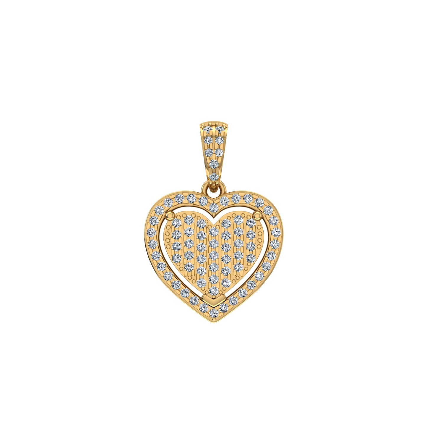 10K Yellow Gold Round Diamond Womens Heart Pendant 1/4 Cttw
