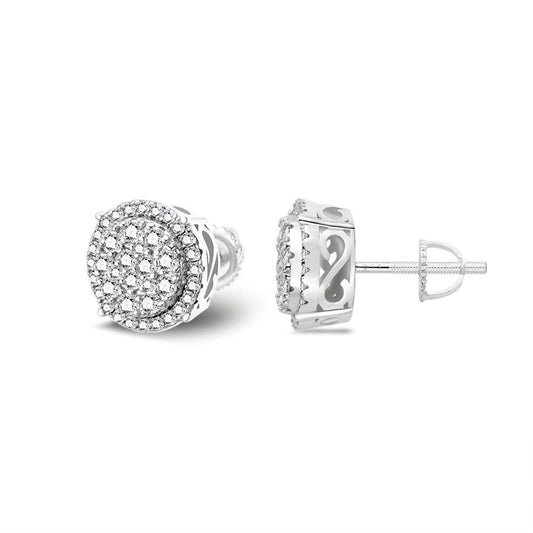 S.Silver Moissanite Round Shape Stud Earrings RP 3/4 Cttw