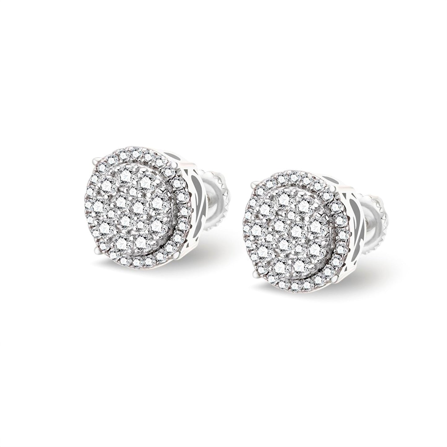 S.Silver Moissanite Round Shape Stud Earrings RP 3/4 Cttw