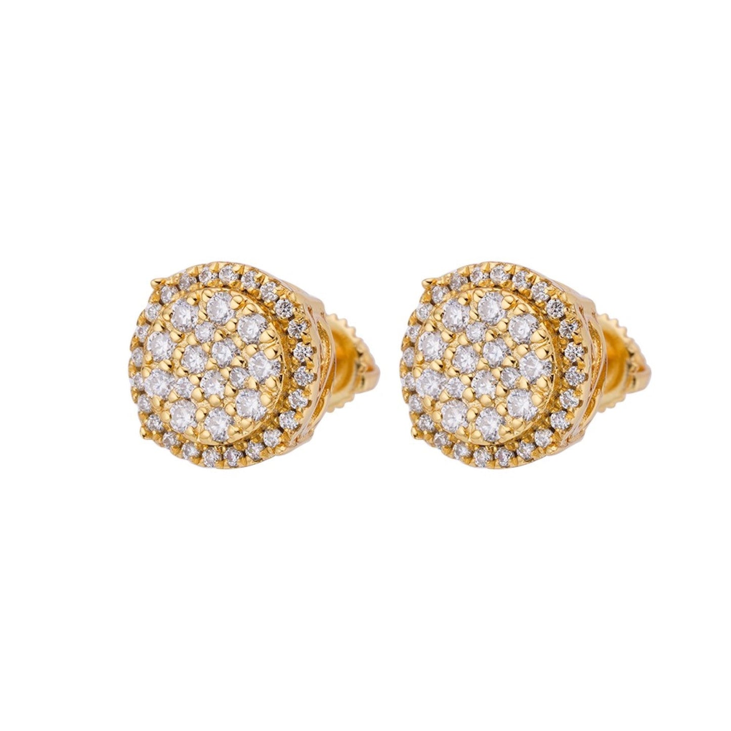 S.Silver Moissanite Round Shape Stud Earrings GP 3/4 Cttw