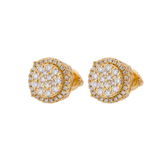 S.Silver Moissanite Round Shape Stud Earrings GP 3/4 Cttw