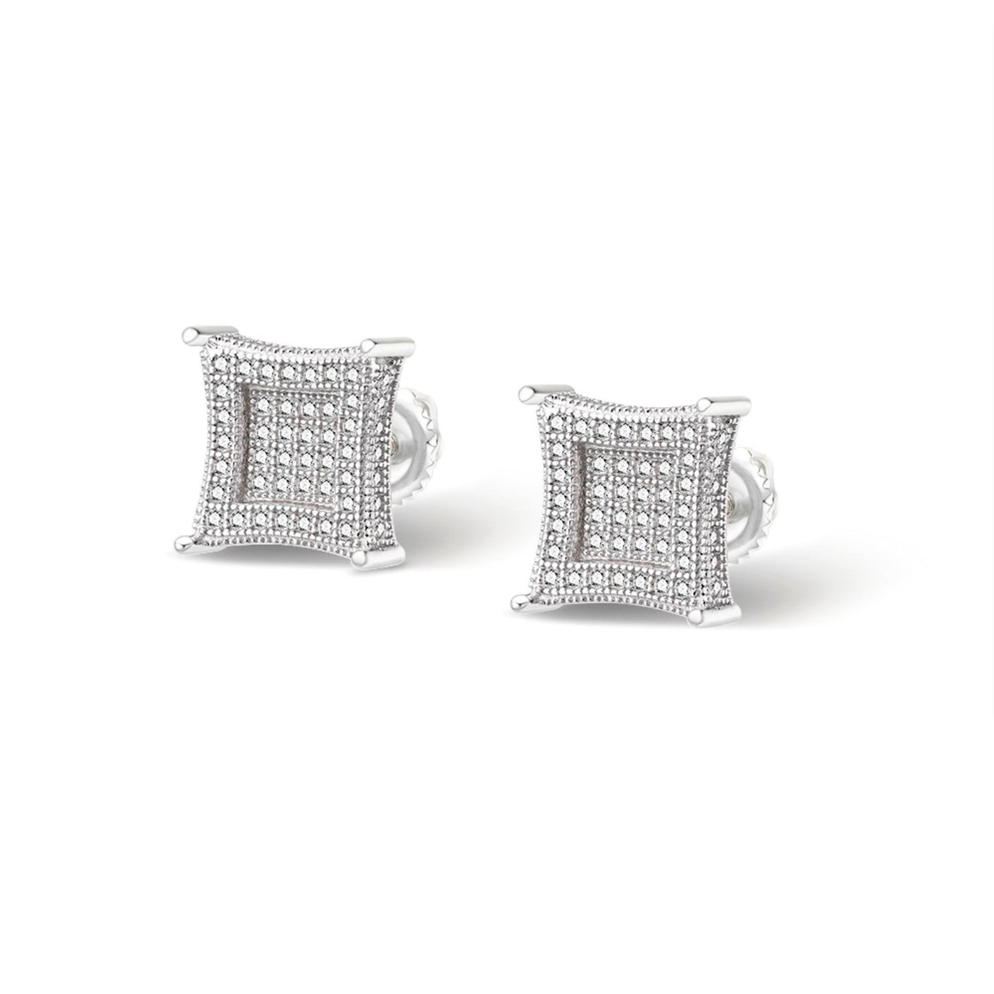S.Silver Moissanite Square Shape Stud Earrings RP 7/8 Cttw