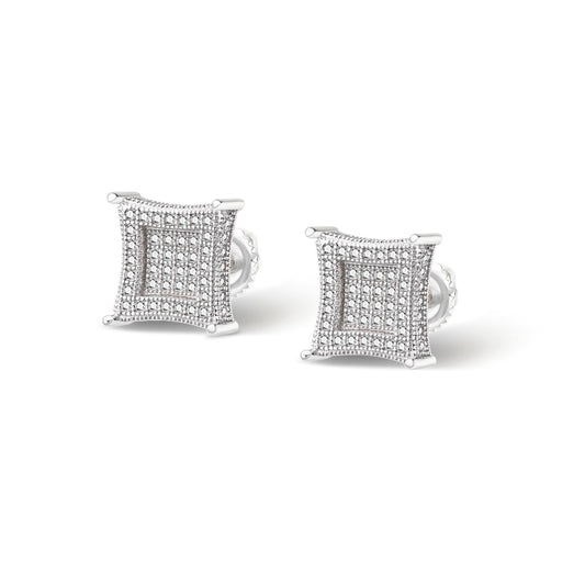S.Silver Moissanite Square Shape Stud Earrings RP 7/8 Cttw