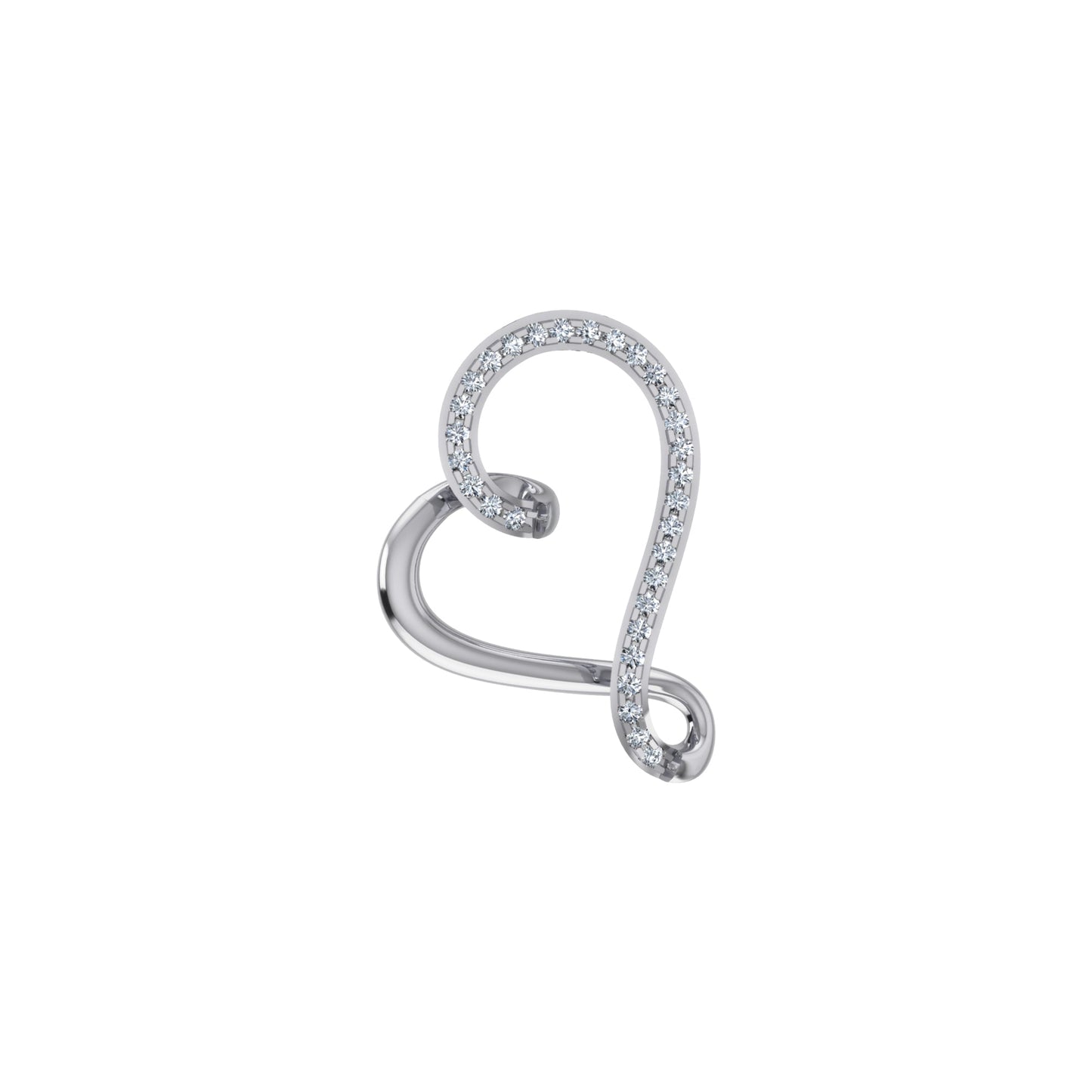 10KT White Gold Round Diamond Twisted Heart Shape Pendant 1/20 Cttw