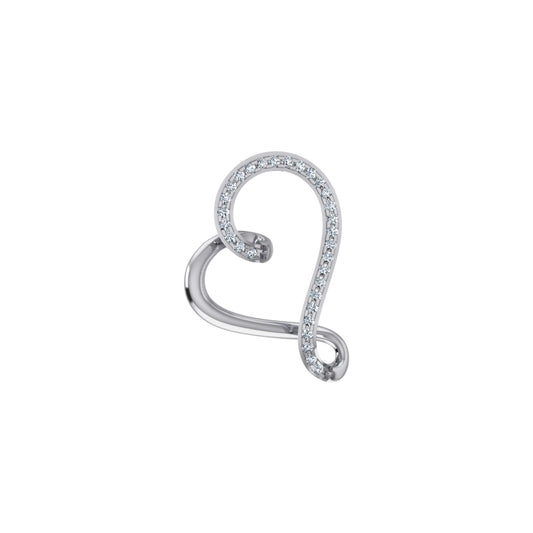10KT White Gold Round Diamond Twisted Heart Shape Pendant 1/20 Cttw