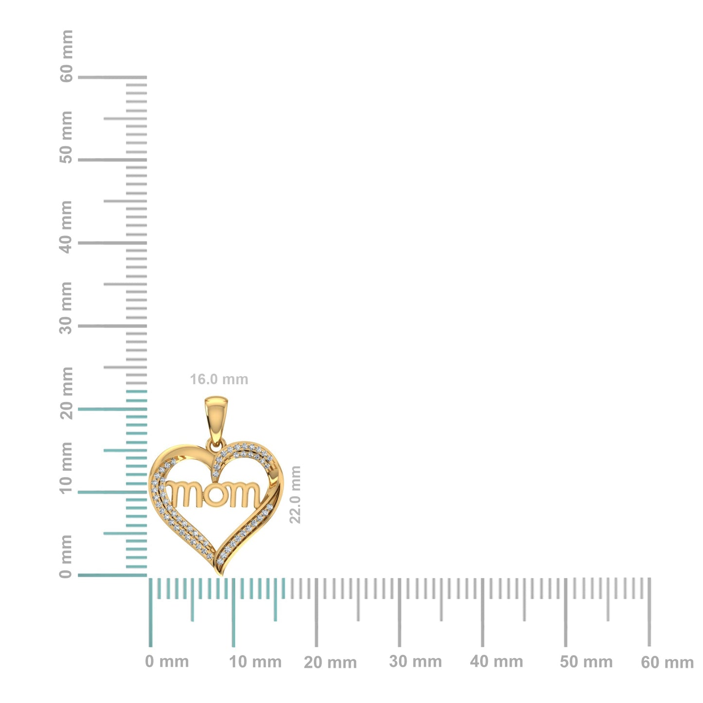 10K Yellow Gold Round Diamond Mom Heart Shape Pendant 1/10 Cttw