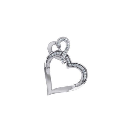 10K White Gold Round Diamond Womens Double Heart Pendant 1/20 Cttw