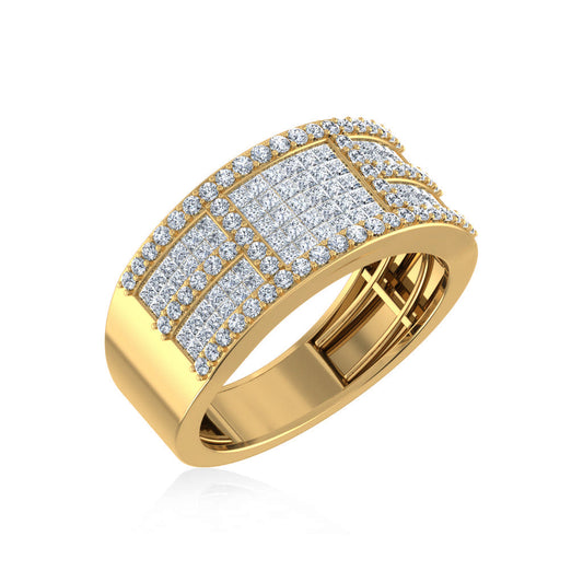 10K Yellow Gold Princess Diamond Mens Invisible Band 1-7/8 Cttw