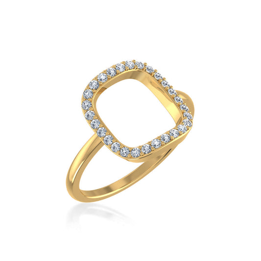 10K Yellow Gold Round Diamond Square Shape Womens Negative Gap Ring 1/4 Cttw
