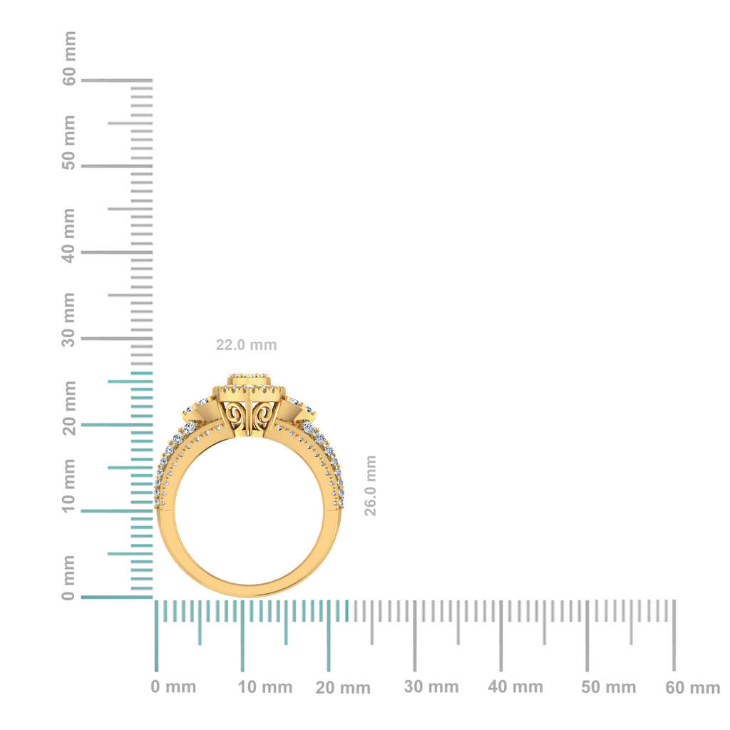 10K Yellow Gold Womens Round Diamond Big Bridal Marquise Shape Ring 1-1/4 Cttw