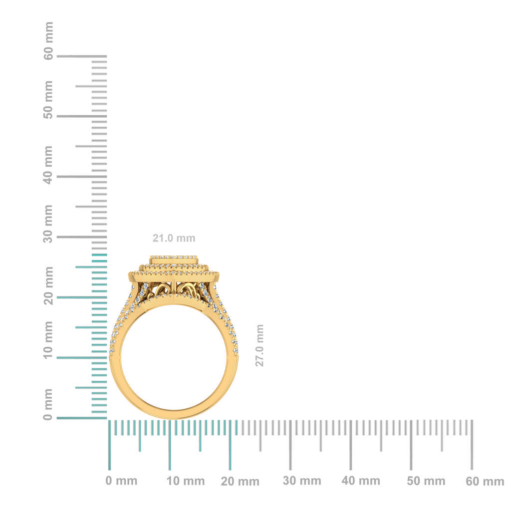 10K Yellow Gold Womens Round Diamond Big Bridal Heart Shape Ring 1-1/2 Cttw